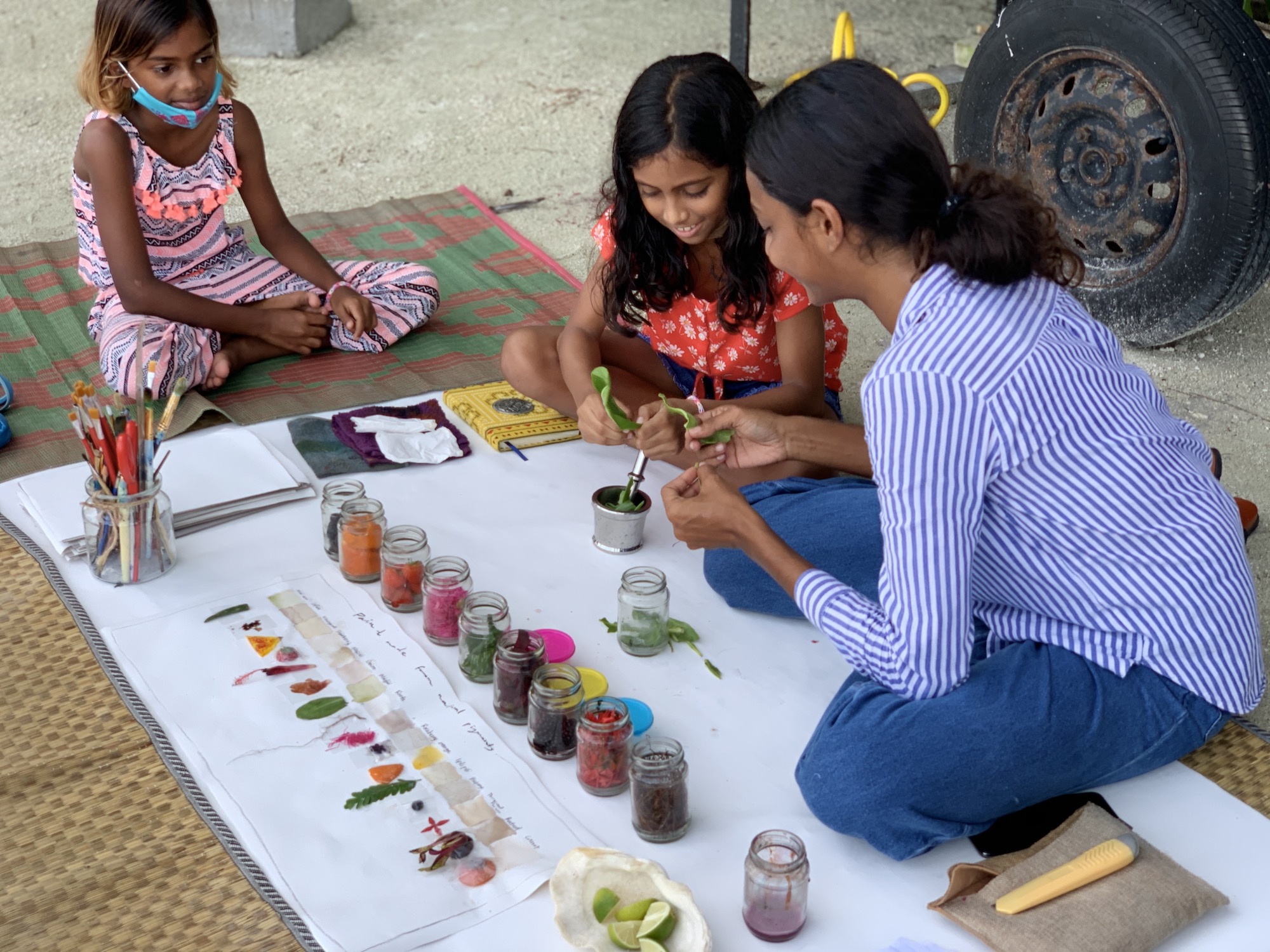  Children of Maldives Athirimathin Painting with Colors of Nature