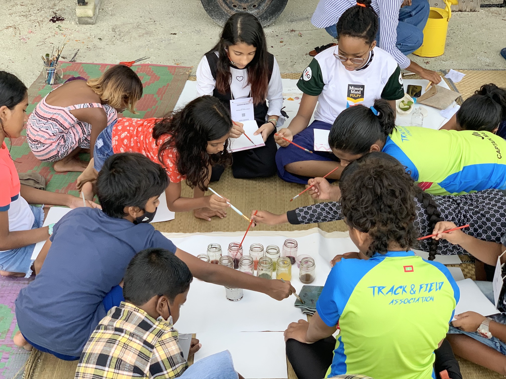  Children of Maldives Athirimathin Painting with Colors of Nature